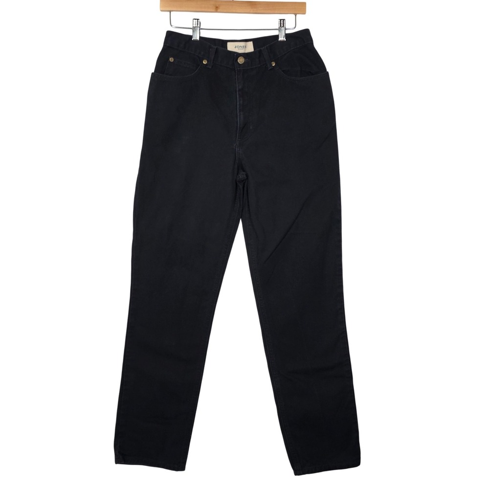 Jones Sport Womens Size 8 Black Solid Straight Leg Jeans High Waisted Cotton